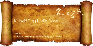 Kubányi Ákos névjegykártya